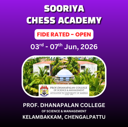 ⭐SOORIYA CHESS ACADEMY⭐ 1st INTERNATIONAL FIDE RATED OPEN CHESS TOURNAMENT - 2026
